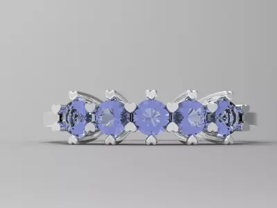 Light and beautiful women ring with 5 luxury gems 3D model