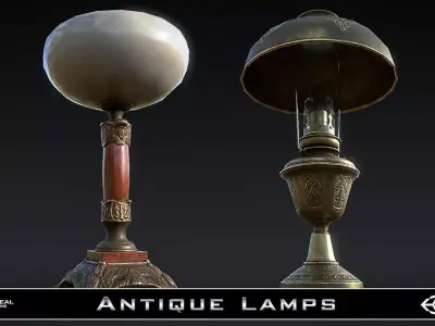 Antique Lamps UNITY and BLENDER Low-poly 3D model
