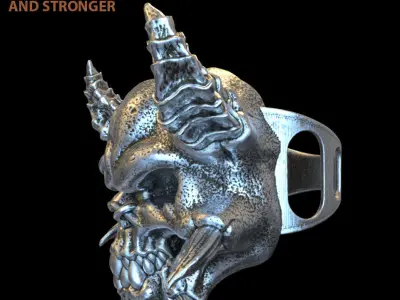  skull ring jewelry Demon vol1 biker  3D print model