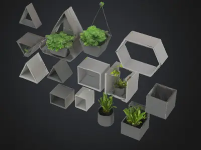 Modern Geometric Wall Planter Set  Free 3D print model
