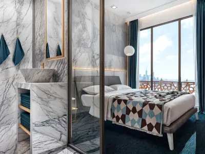 Contemporary and Luxurious Hotel Room Design Low-poly 3D model