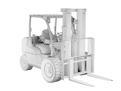 Cat Forklift Manual Loader and Carts Kit BLENDER 3D Model Cycles 3D model