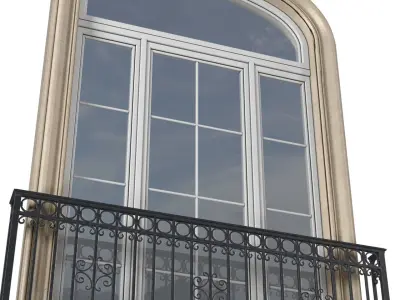 Arch Classic Window with French balcony  3D model