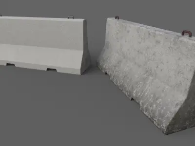 PBR Concrete Barrier V5 Low-poly 3D model