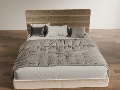 Luxury Tufted Bed Low-poly 3D model