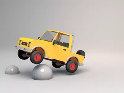 Low poly cartoon SUV truck 3D model