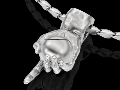 Hand and Tennis ball pendant gold printable jewelry 3D model 3D print model