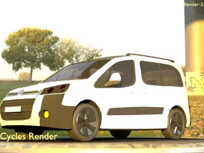 City Car 25 Utility Vehicles Van Type-D White  Low-poly 3D model