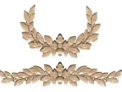 Cartouche-007 gold leaf wreath 3D model