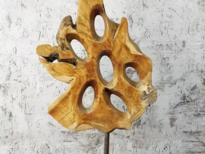 Teak Wood Table Top Decoration 3D model