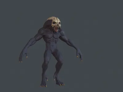 Monster humanoid creature Low-poly 3D model