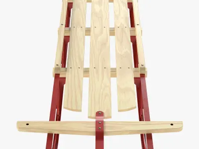 Wooden snow sled 3D model