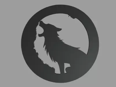 Wolf Moon Wall Silhouette 01 3D print model