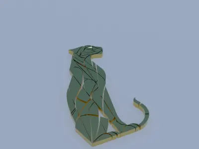 Geometric Panther Wall Art - 3D Decorative Model Low-poly 3D model