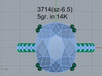 Cushion Diamond Ring 3714 3D print model