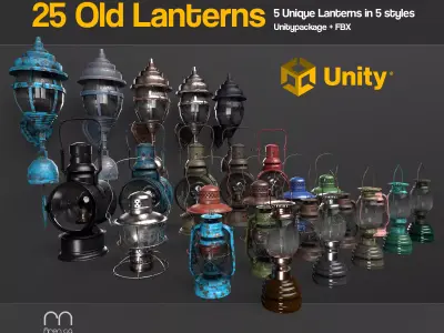 Aren Old Lanterns - Unity package Low-poly 3D model