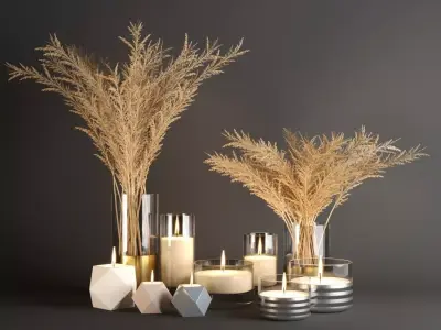 set745 candles in vases Low-poly 3D model