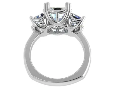 3 Stone Emerald Diamond Ring 4491 3D print model