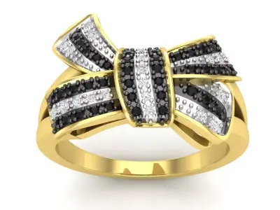 AV 685 Diamond Ladies Split Shank Cocktail Bow Ring 3D print model