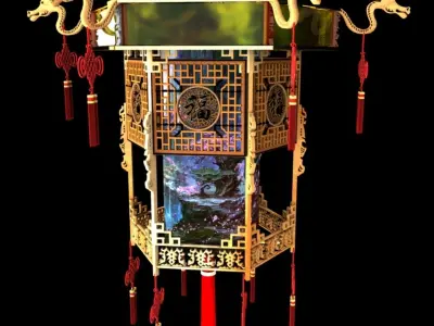 Chinese palace lantern 3D model 8