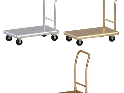 Flat Bed Self Assembly Platform Trolley Collection 02 3D Model Pack