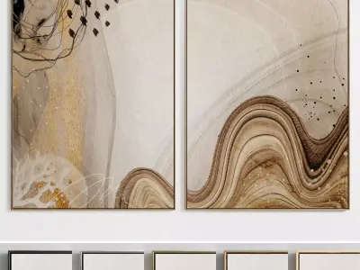 Plaster Two Photo Frame E-35 Low-poly 3D model