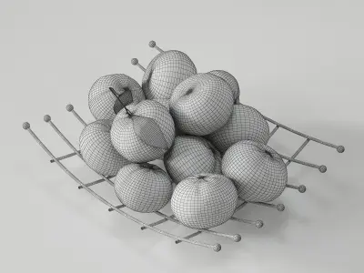 mandarine tangerines in wire basket 3D model