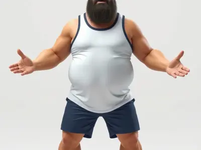 Bearded Casual Rigged and Animated D Character Model Low-poly 3D model