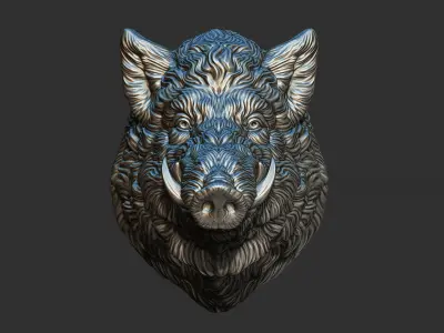 Wild boar head 3D print model