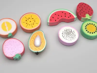 Fruit Bath Sponges Set 3D model