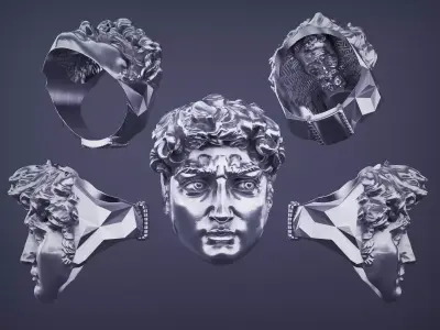 David of Michelangelo RING 3D PRINT CASTABLE 3D print model