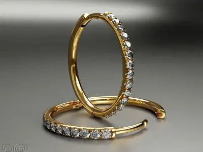 Luxury Diamond hoop earrings round rings printable 3D print model