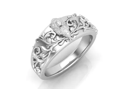Lion ring with ornaments 3D print model