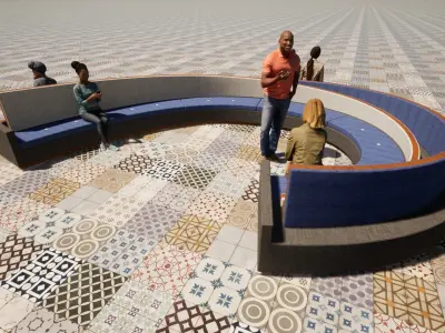 Sofa circular con materiales PBR 2K Free 3D model