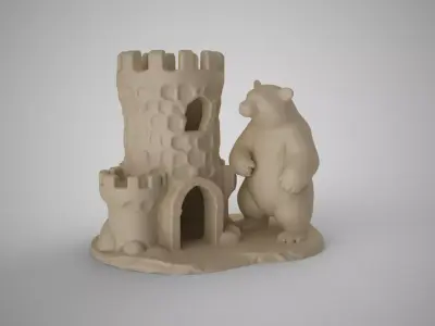 Bear Castle Pen Holder 3D print model