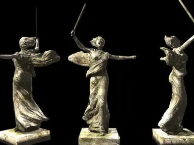 Statues Pack  Low-poly 3D model