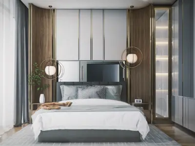Hill House Interior Scene Bed Room Modern Interior Design 3D model