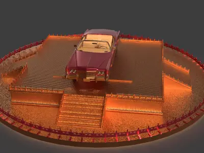 Red classic car  3D model