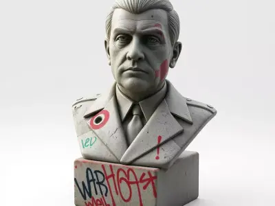 Vandalized Concrete General Bust Low-poly 3D model