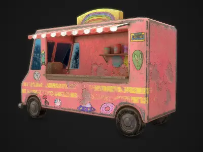 Ice Cream Truck  Low-poly 3D model