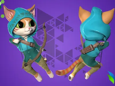 Cat Archer 002 Low-poly 3D model