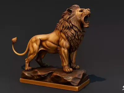 Lion Statue V7 Low-poly 3D model