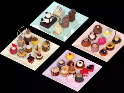 Gourmet Mini Desserts Candy Collection 35 assets Low-poly 3D model