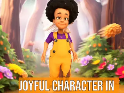 Joyful Character in Overalls model pack Low-poly 3D model