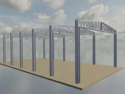 Steel frame structure 3D model