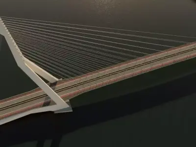 Cable-stayed bridge 3D model