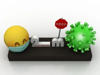 Coronavirus awareness and protection  Low-poly 3D model
