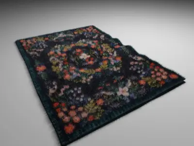 Floral Blue Rug 3D model