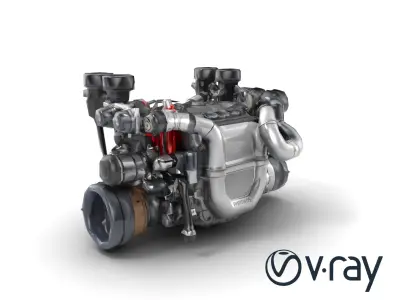 Twin-Turbo V8 Engine model pack with precision-machined detai... Low-poly 3D model