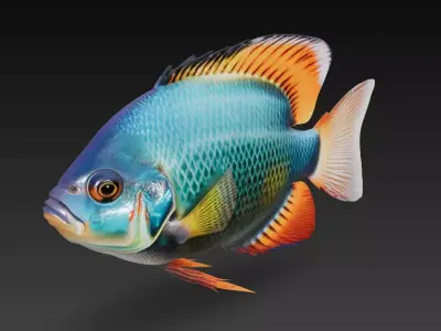 Fish Realistic 3D Model - Low Poly Realistic  Low-poly 3D model